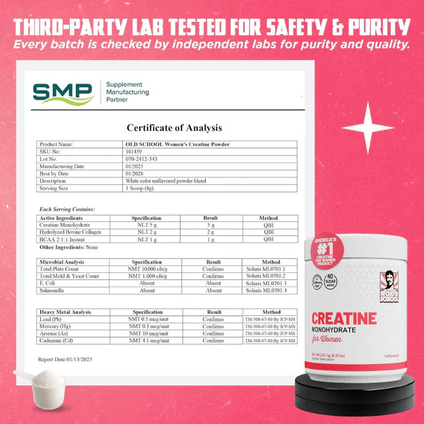 Creatina Monohidratada Old School | Aumento de glúteos